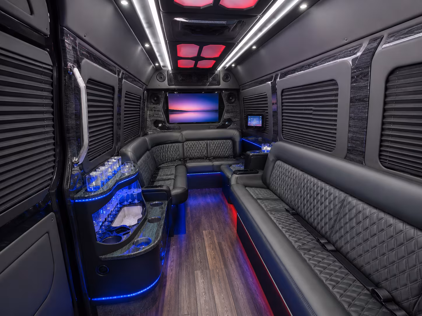 visalia 40 passenger party bus interior